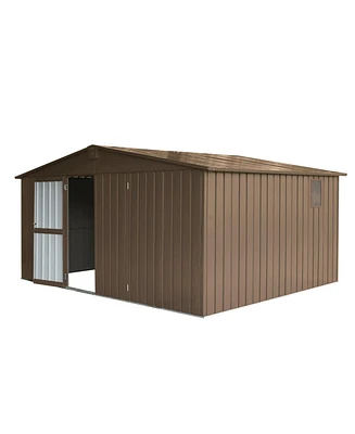 Mondawe Backyard Storage Shed 11' x 12.5' with Galvanized Steel Frame & Windows