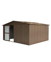 Mondawe Backyard Storage Shed 11' x 12.5' with Galvanized Steel Frame & Windows