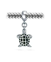 Bling Jewelry Nautical Green Turtle Dangle Charm Bead Sterling Silver for European Bracelet