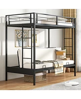 Sturdy Futon Bunk Bed with Two Ladders and Comfortable Seating