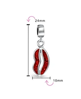 Bling Jewelry Valentine Red Crystal Lip Dangle Charm Bead Sterling Silver for European Bracelet