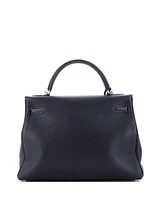 Pre-Owned HERMES Kelly 32 Handbag Black Togo with Brushed Palladium Hardware