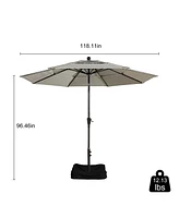 10 Ft Patio Umbrella 3-Tier Outdoor Table Large Pool For Deck, Pool, Garden, Patio-Red