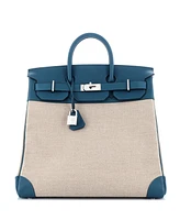 Pre-Owned HERMES Hac 40 Handbag Toile and Blue Evercolor with Palladium Hardware