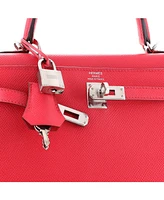 Pre-Owned HERMES Kelly 25 Handbag Pink Epsom with Palladium Hardware