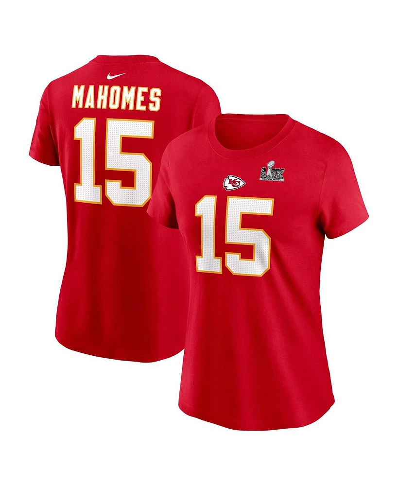 Nike Women's Patrick Mahomes Red Kansas City Chiefs Super Bowl Lix Name Number T-Shirt