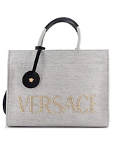 Pre-Owned Versace Large La Medusa Tote Studded Canvas