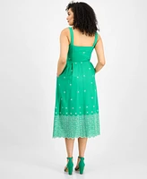 julia jordan Women's Cotton Eyelet Midi Dress