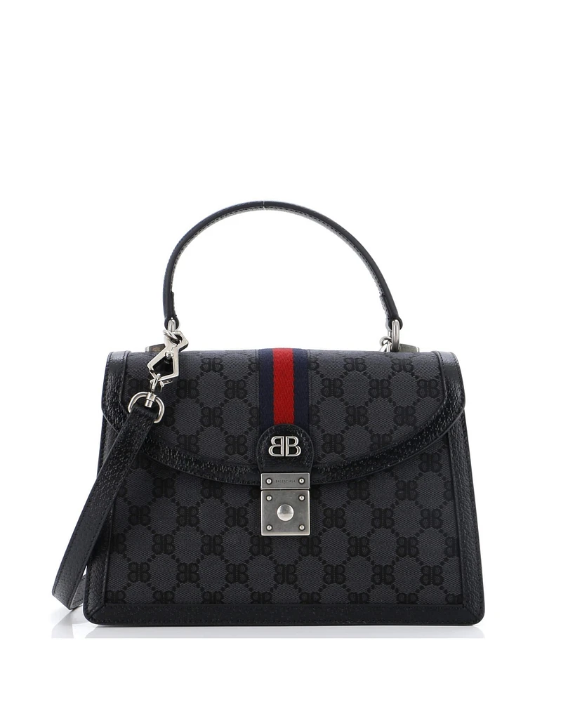 Pre-Owned Balenciaga Small x Gucci The Hacker Project Top Handle Bag Bb Coated Canvas