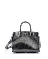 Pre-Owned Salvatore Ferragamo Small Studio Box Satchel Glitter Leather