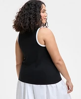 On 34th Trendy Plus Contrast Tipped Tank Top, Exclusively at Macy's