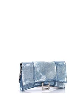 Pre-Owned Balenciaga Hourglass Chain Wallet Denim Printed Leather