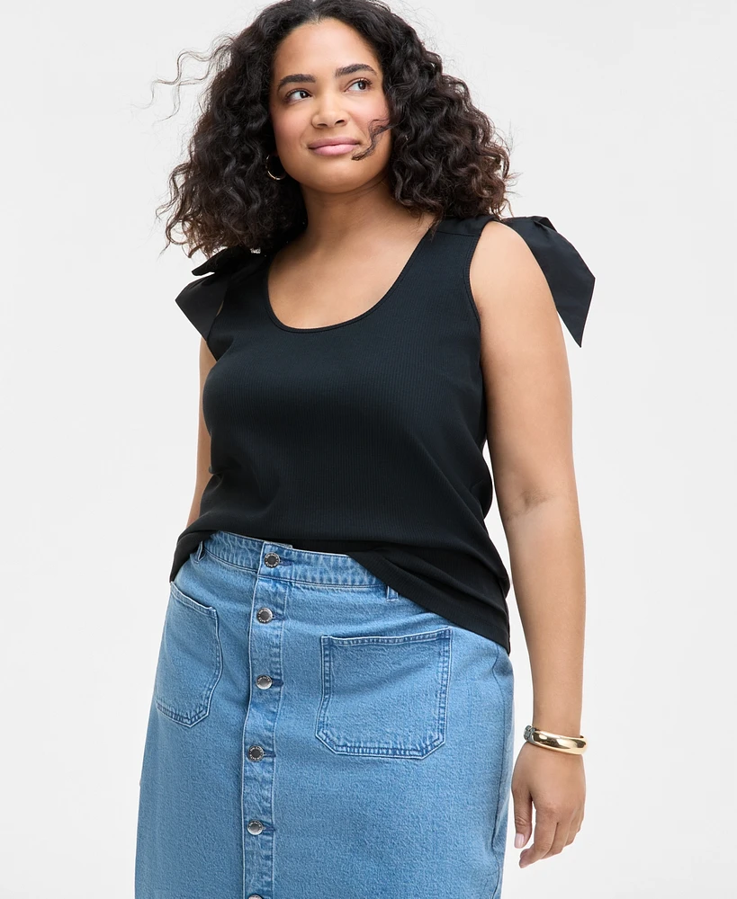 On 34th Trendy Plus Bow-Shoulder Tank Top, Exclusively at Macy's