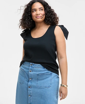 On 34th Trendy Plus Bow-Shoulder Tank Top, Exclusively at Macy's