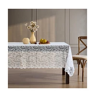 Hlc.me Scroll Lace Fabric Tablecloth, Rectangle Table Table Cloth, Wrinkle Resistant Tablecloth, Patterned Scalloped Tablecloth