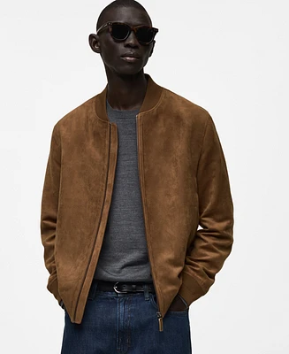 Mango Men's Faux-Suede Bomber Jacket