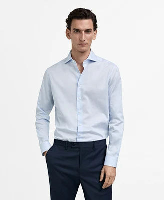 Mango Men's Eu Slim-Fit Thousand Stripe Dress Shirt