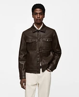 Mango Men's Pockets Detail Faux-Leather Jacket