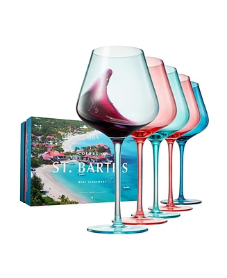 The Wine Savant Colors of St Barths Island Wine Glasses, Set of 5