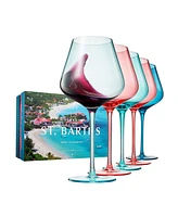 The Wine Savant Colors of St Barths Island Wine Glasses, Set of 5