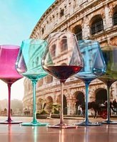 The Wine Savant Colors of Rome Italy Wine Glasses, Set of 5
