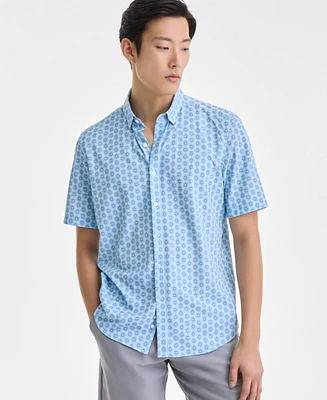 Alfani Men's Kaleidoscope Short Sleeve Geo Print Button-Front Performance Shirt, Exclusively at Macy's