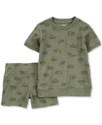 Carter's Baby Boys Construction T-Shirt & Shorts, 2 Piece Set