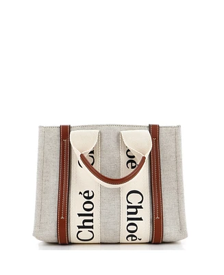 Pre-Owned Chloe Small Woody Tote Canvas with Leather