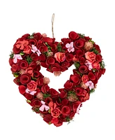 Northlight Wooden Rose Valentine's Day Artificial Spring Wreath, 13.5"