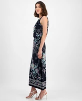 Robbie Bee Women's Printed Sleeveless Jersey Maxi Dress