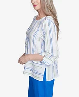 Alfred Dunner Petite Parrot Cay Spliced Textured Jacquard Top