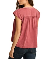 Lucky Brand Women's Lace-Trim Cap-Sleeve Henley T-Shirt