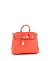 Pre-Owned HERMES Birkin 25 Handbag Orange Swift with Palladium Hardware