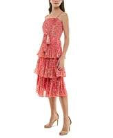 Taylor Women's Printed Pleated Tiered Midi Dress