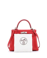 Pre-Owned HERMES Kelly 28 Handbag Red Clemence with Palladium Hardware