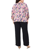 Vince Camuto Plus Printed Raglan-Sleeve Blouse