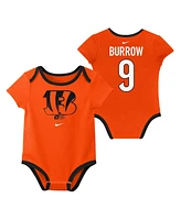 Nike Baby Boys and Girls Joe Burrow Cincinnati Bengals Three-Pack Bodysuit Set