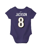 Nike Baby Boys and Girls Lamar Jackson Purple Baltimore Ravens Player Name Number Bodysuit