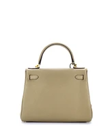 Pre-Owned HERMES Kelly 28 Handbag Light Clemence with Gold Hardware