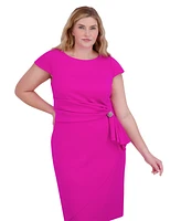 Jessica Howard Plus Cap-Sleeve Side-Knot Dress