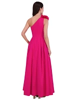 Eliza J Women's Asymmetric Rosette One-Shoulder Gown