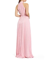 Mac Duggal Women's Pleated Sleeveless Halter Gown