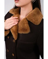 Women's Leather Sheepskin Coat, Brown, Created for Macy's