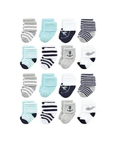 Hudson Baby Cotton Rich Baby Terry Socks 16-Pack, Mint Whale, 0-6 Months