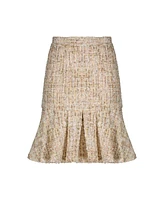 Women's High Waist Pleated Boucle Mini Skirt