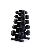 Bintiva Dumbbell Set with Rack - Hex Shaped Edges With Stand 5lbs - 25lbs