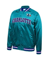 Mitchell & Ness Men's Teal Charlotte Hornets Throwback Wordmark Satin Full-Snap Raglan Jacket