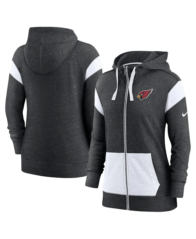 Nike Women's Heather Black/White Arizona Cardinals Monaco Lightweight Full-Zip Hoodie
