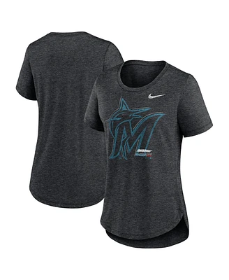 Nike Women's Heather Black Miami Marlins Touch Tri-Blend T-Shirt