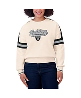 Wear by Erin Andrews Women's Cream Las Vegas Raiders Stripe Pullover Sweater